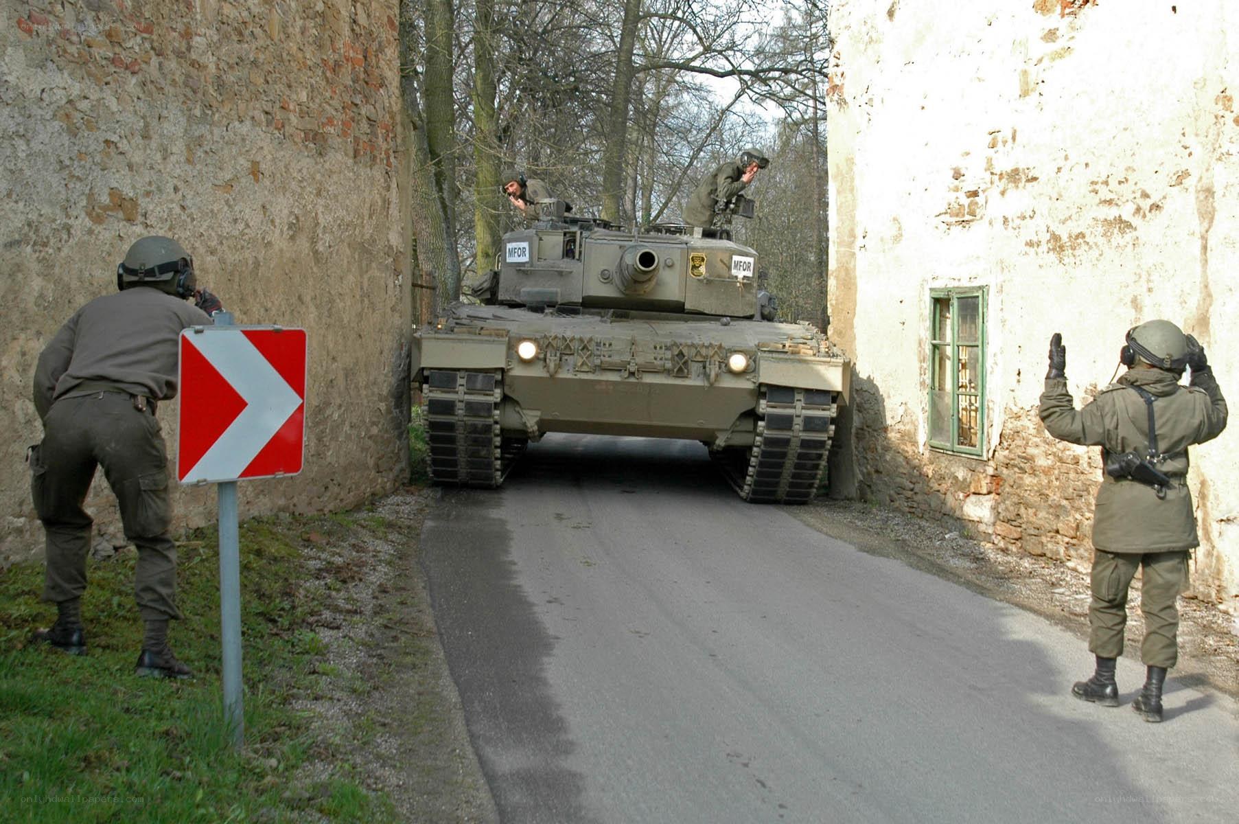 Tank passing through narrow passage
