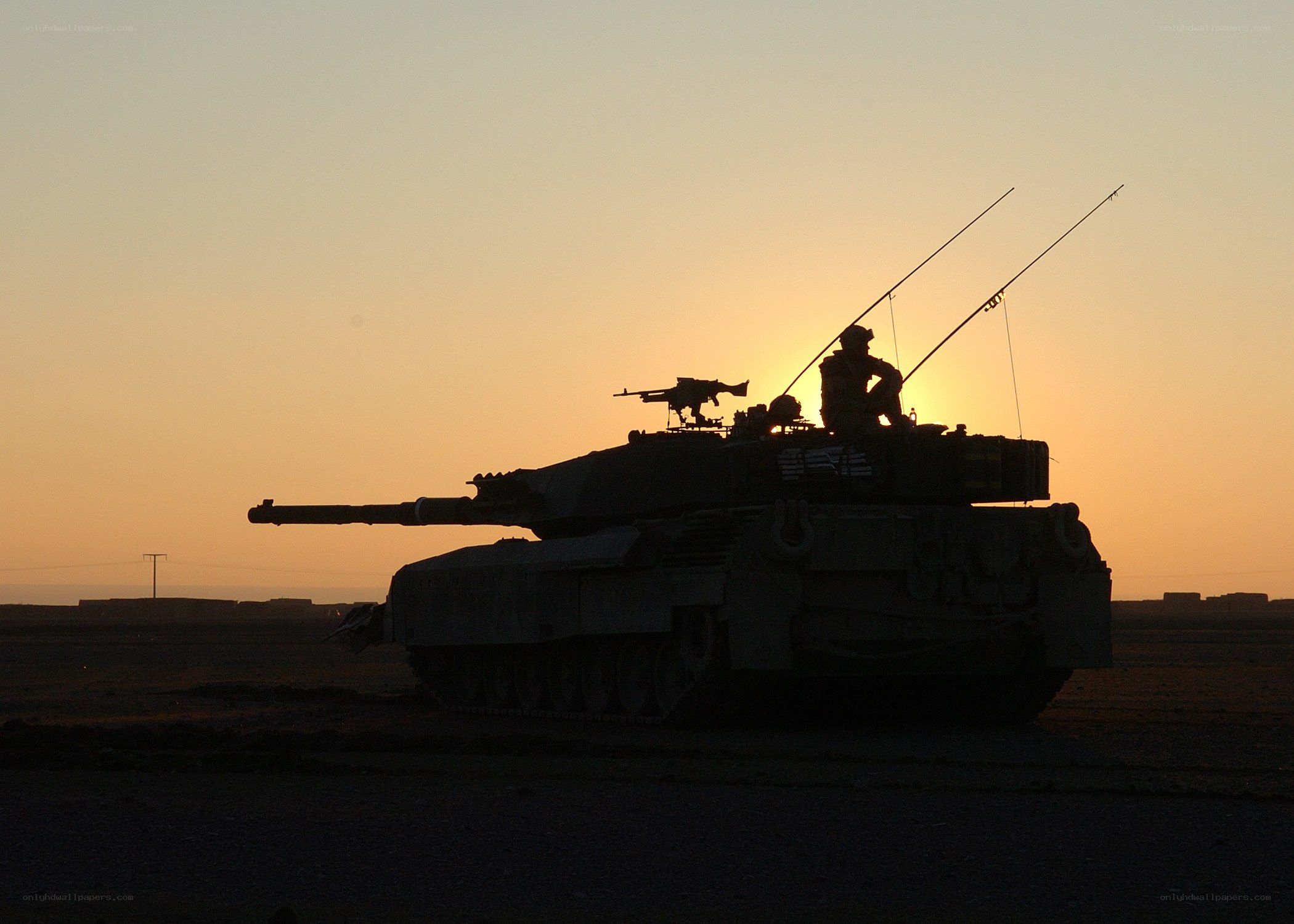 Tank silhouette at sunset