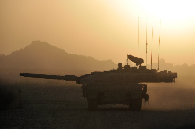 Tank Silhouette at Sunset — Orange