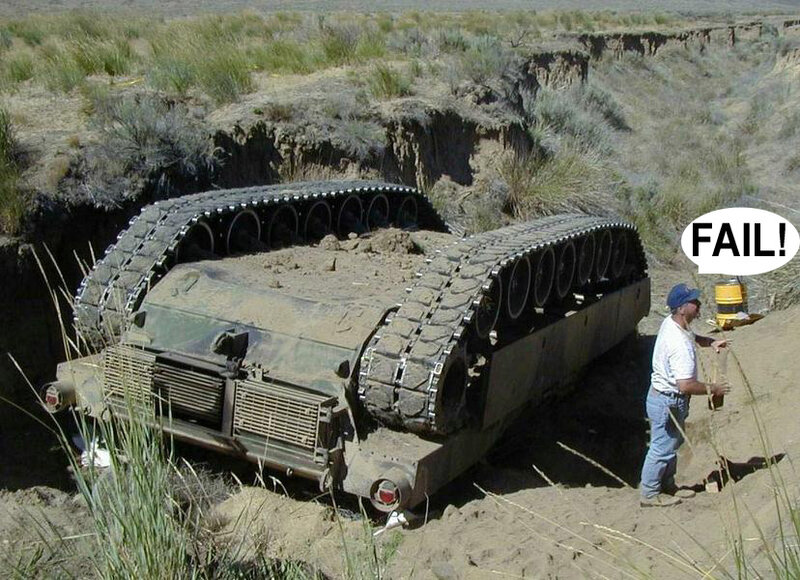 tank stuck in ditch
