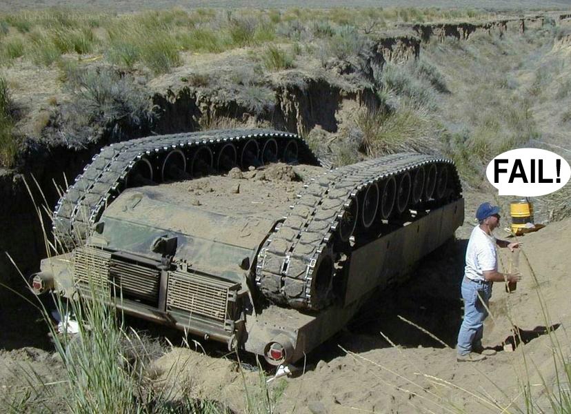 tank stuck in ditch