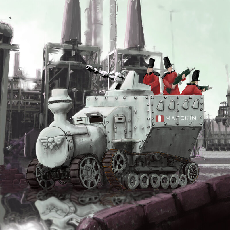 tank train with soldiers