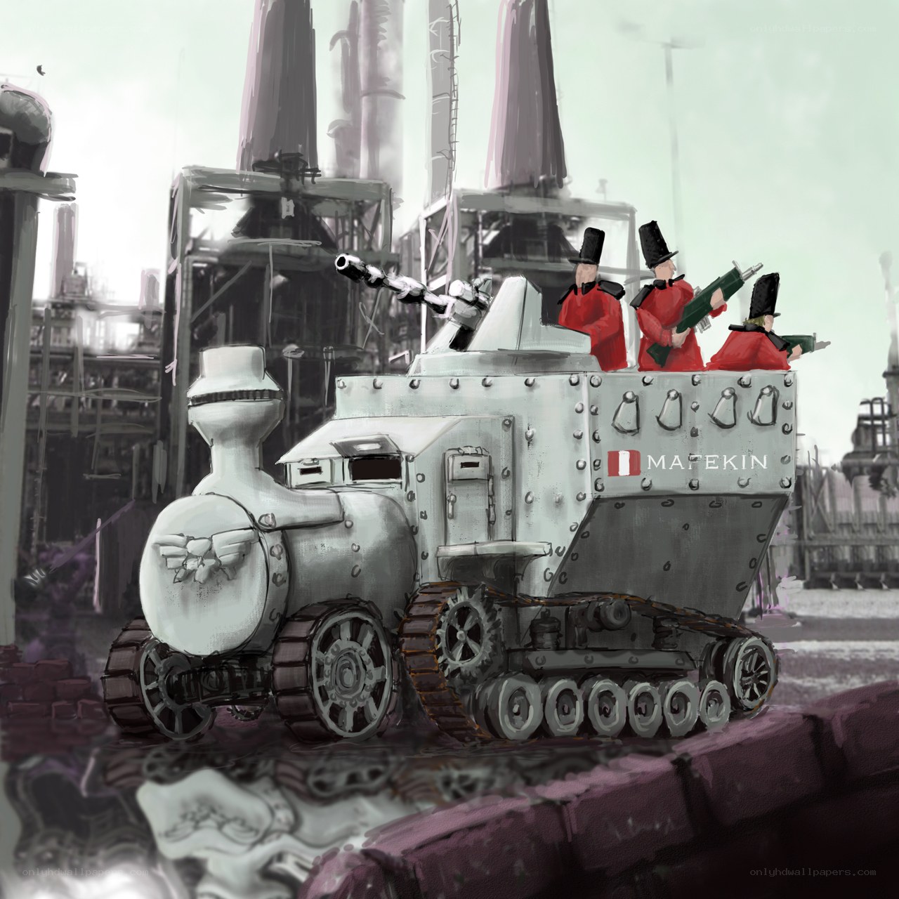 tank train with soldiers
