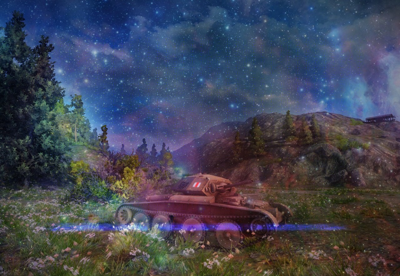 Tank under starry sky