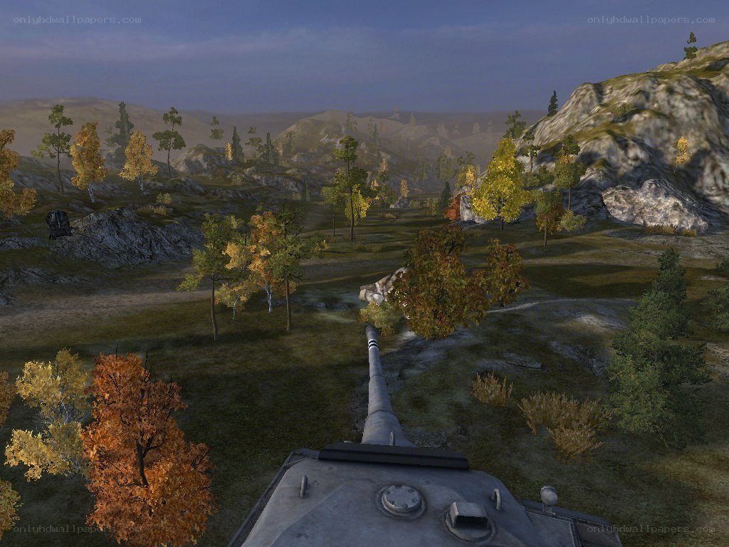tank view in autumn landscape
