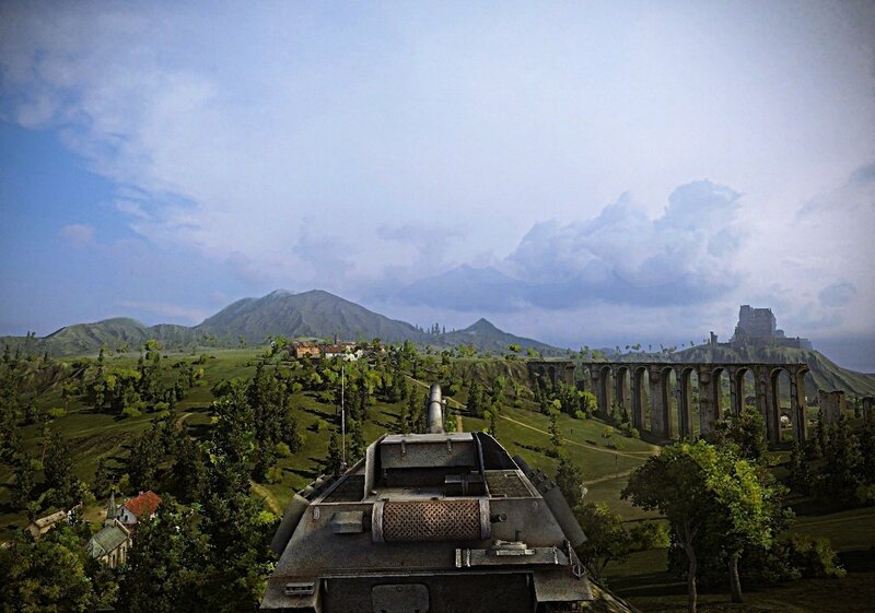 Tank view of a scenic landscape