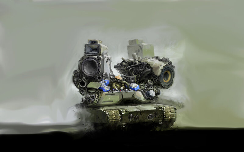 Tank with Exposed Engine