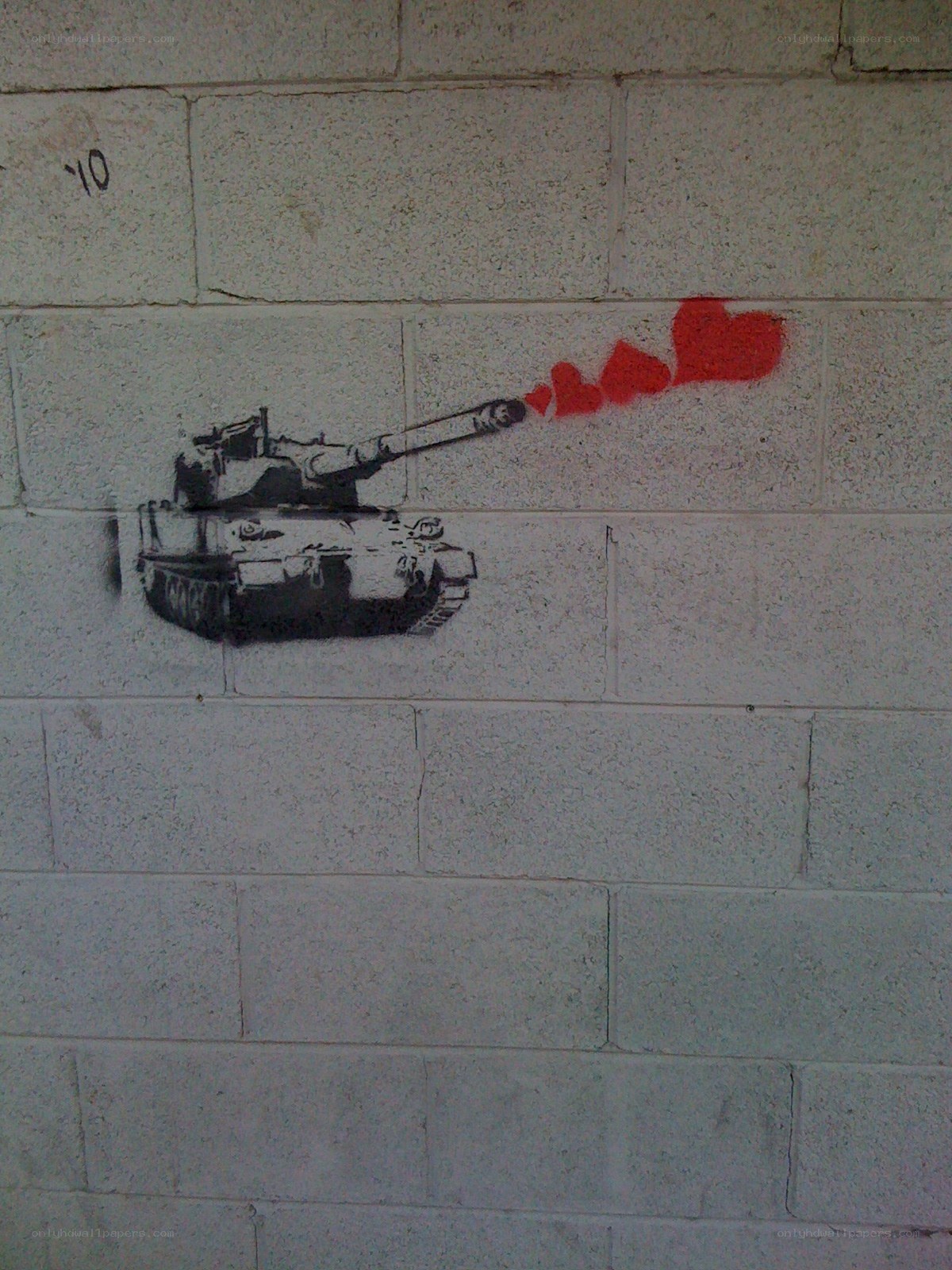 tank with heart-shaped projectiles