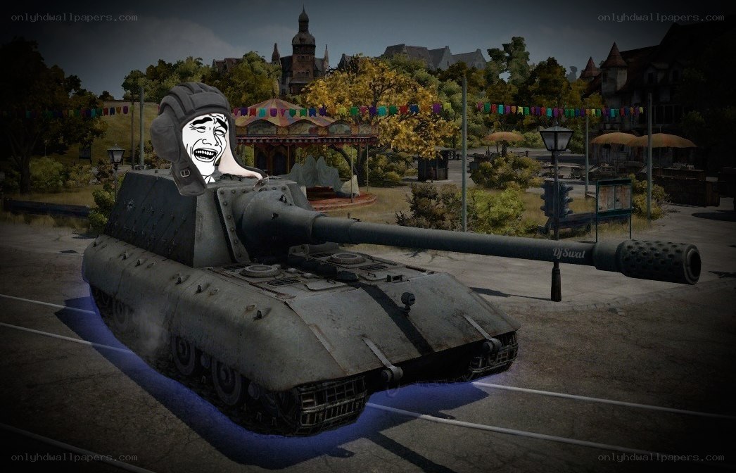 Tank with meme head in game