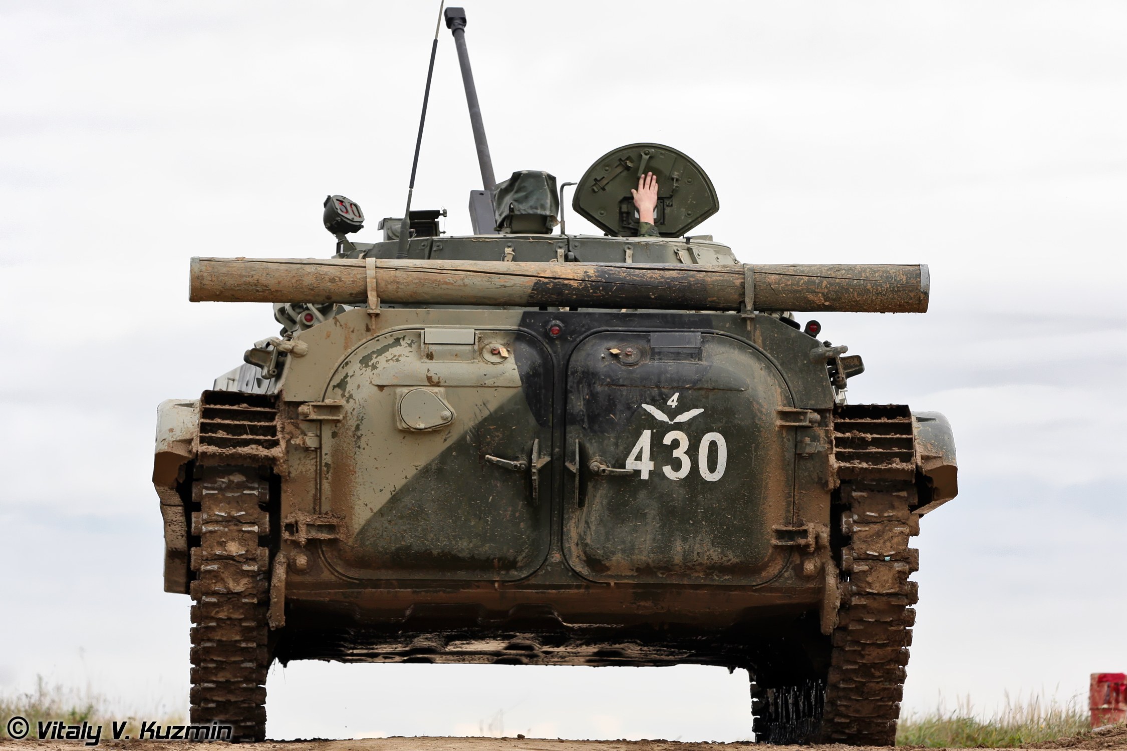 Tank with soldier waving