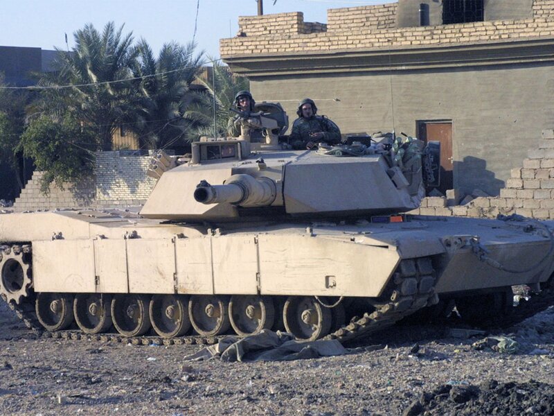 Tank with Soldiers — Tan, Dramatic