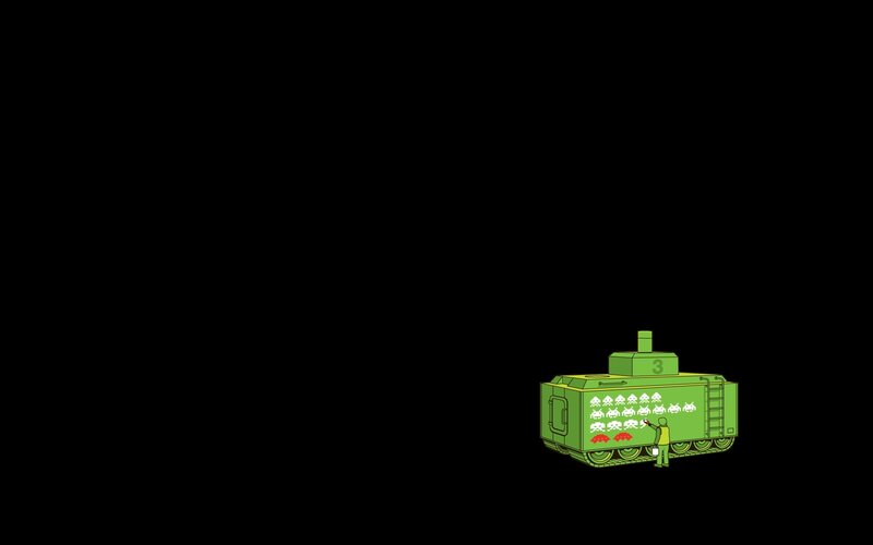 Tank with Space Invaders design