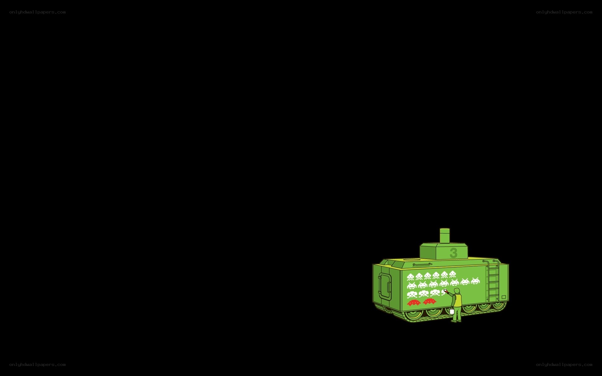 Tank with Space Invaders design