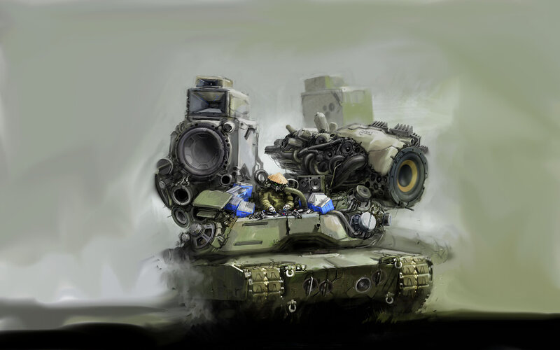 Tank with Speaker Modifications — Green, Dramatic