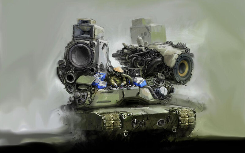Tank with Speaker Modifications — Green