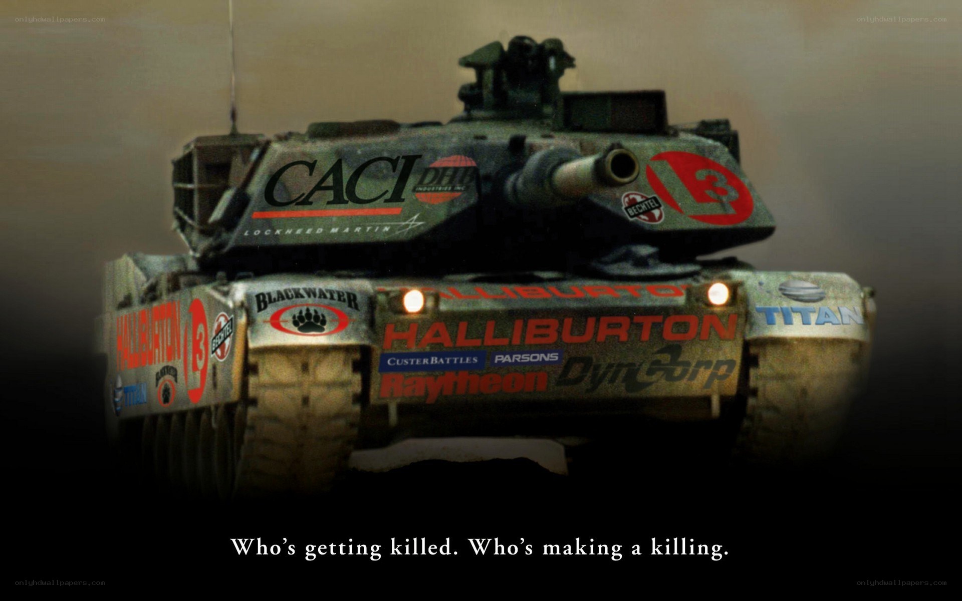 tank with sponsor logos