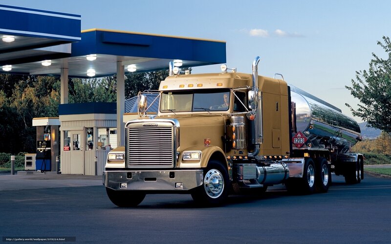 Tanker truck at gas station