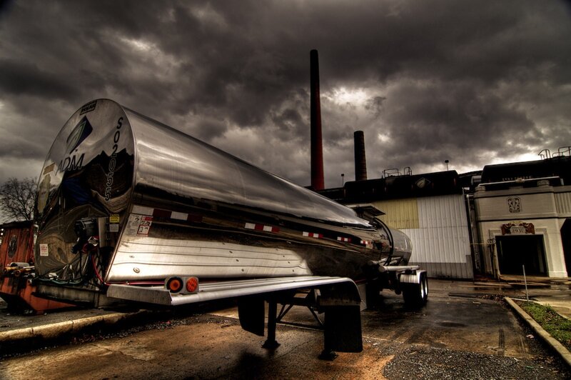 Tanker truck at industrial facility