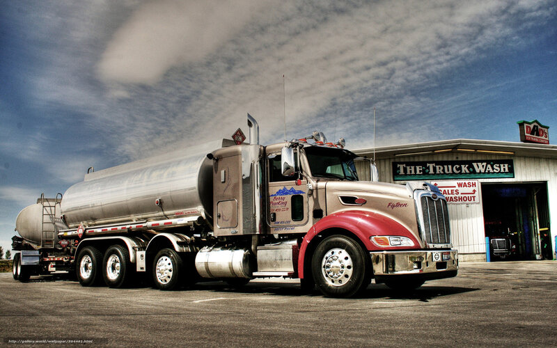 Tanker truck at truck wash