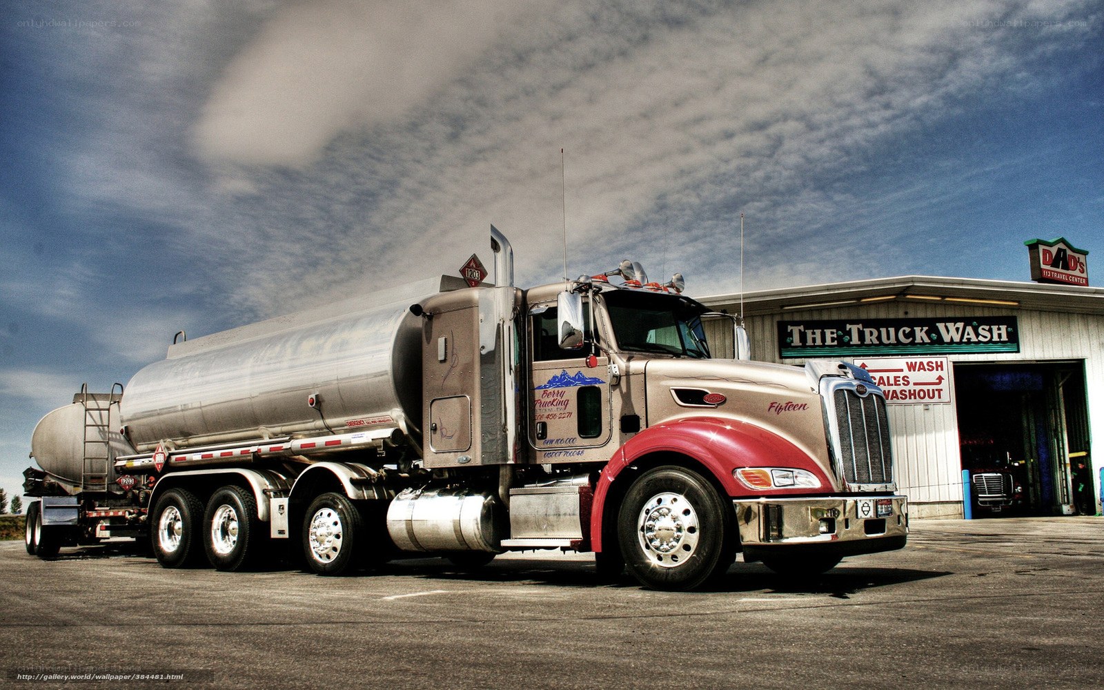 Tanker truck at truck wash