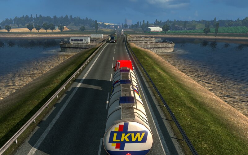 Tanker Truck on Bridge — Blue