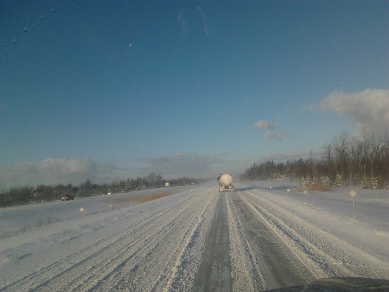 Tanker Truck on Snowy Road