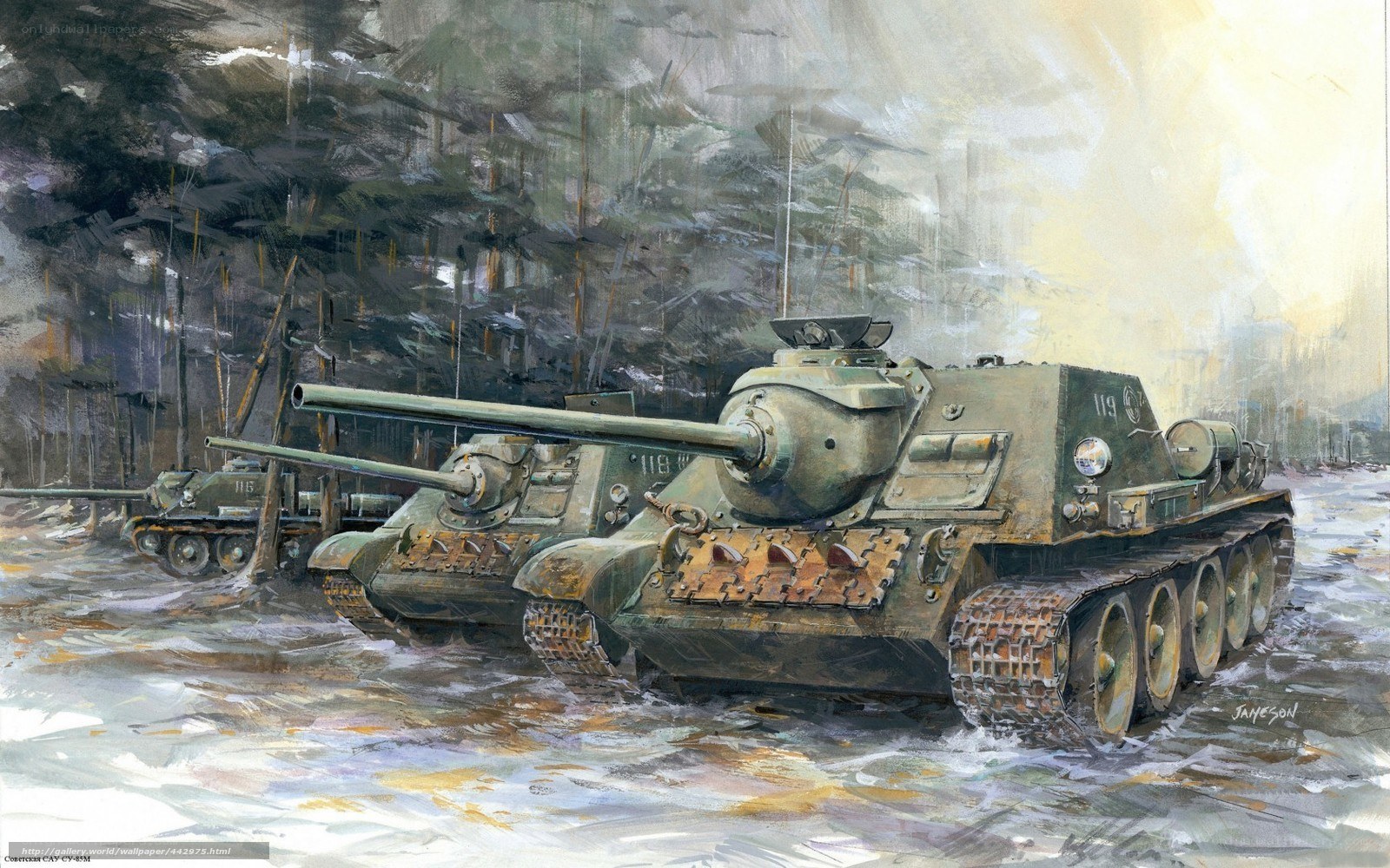 Tanks in a forested area