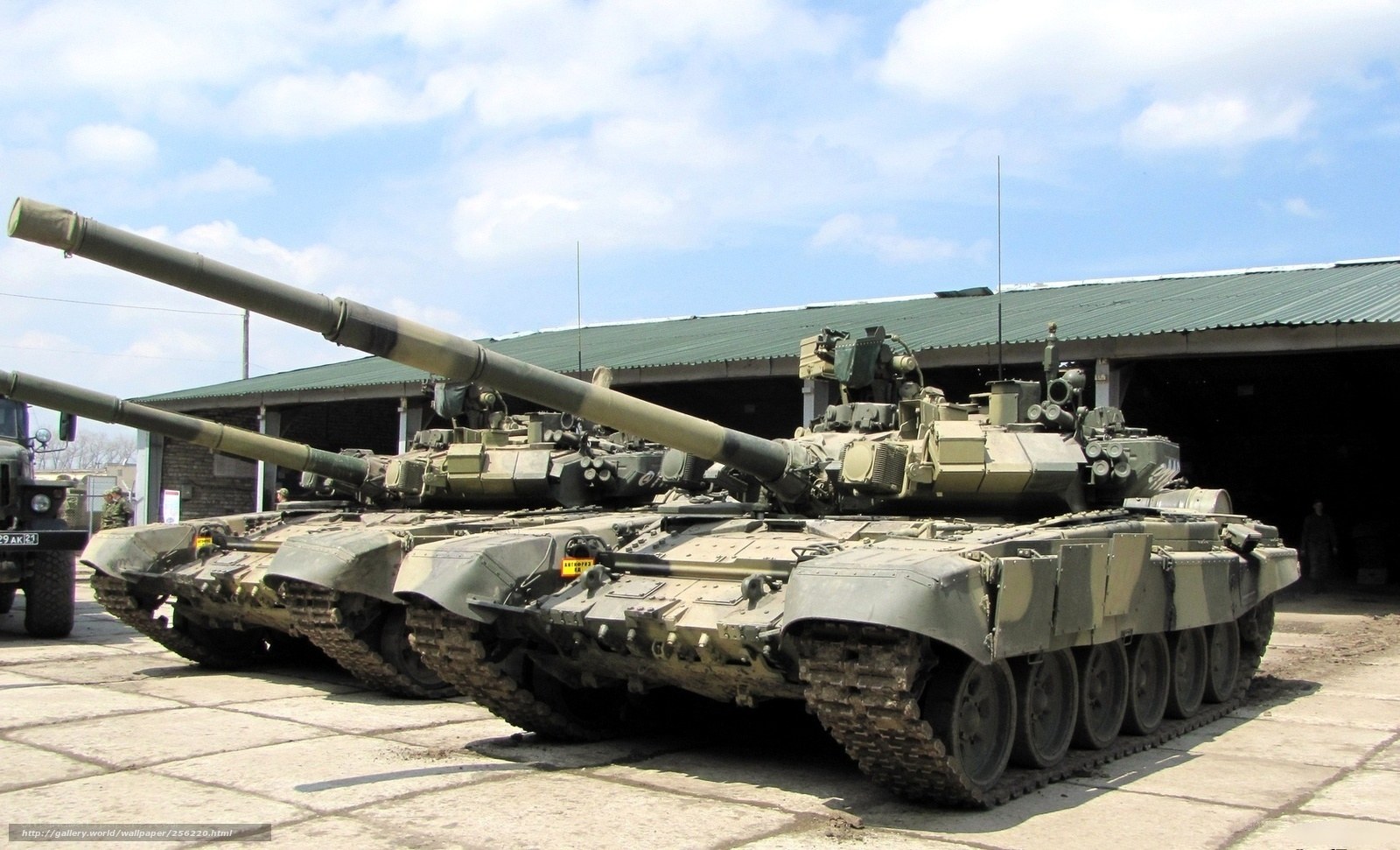 Tanks in a military yard