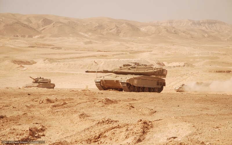 Tanks in Desert — Brown, Arid