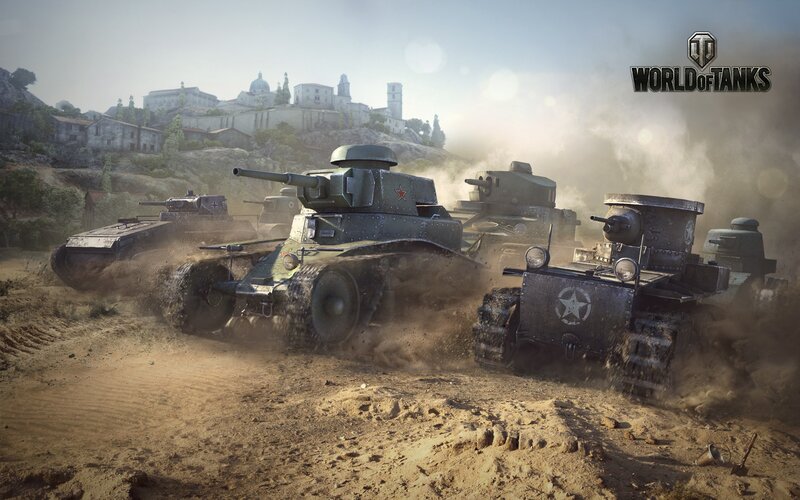Tanks in Desert — Brown, Dramatic, Afternoon, Digital Art, Dust