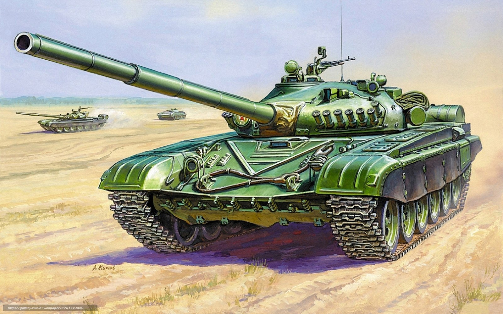 Tanks in desert terrain