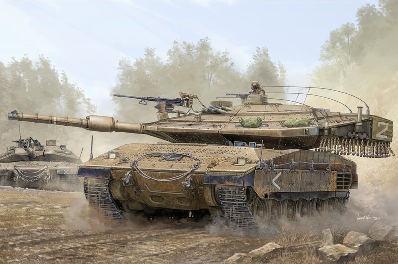 Tanks in Desert Terrain — Brown, Dramatic, Afternoon, Illustration