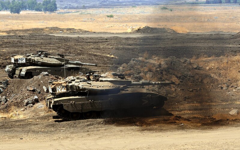 Tanks in Desert Terrain — Brown, Dramatic