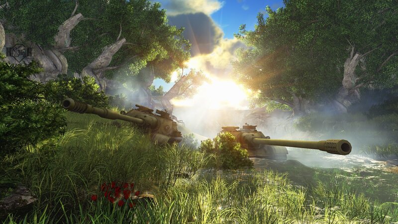 Tanks in Forest — Green, Dramatic, Afternoon, 3d Render