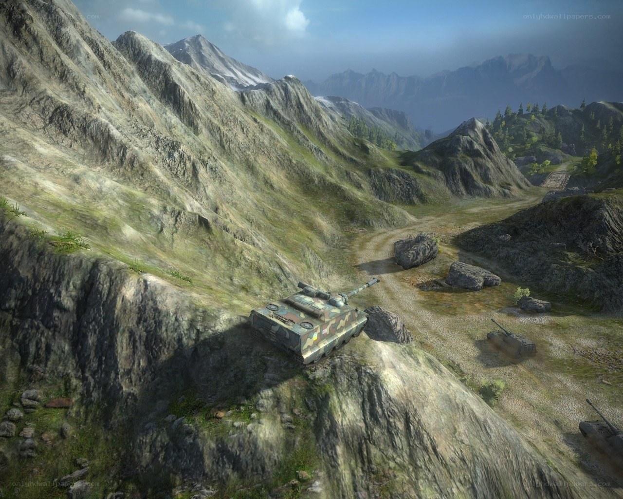 Tanks in mountainous terrain