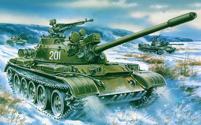 Tanks in Snowy Field — Green