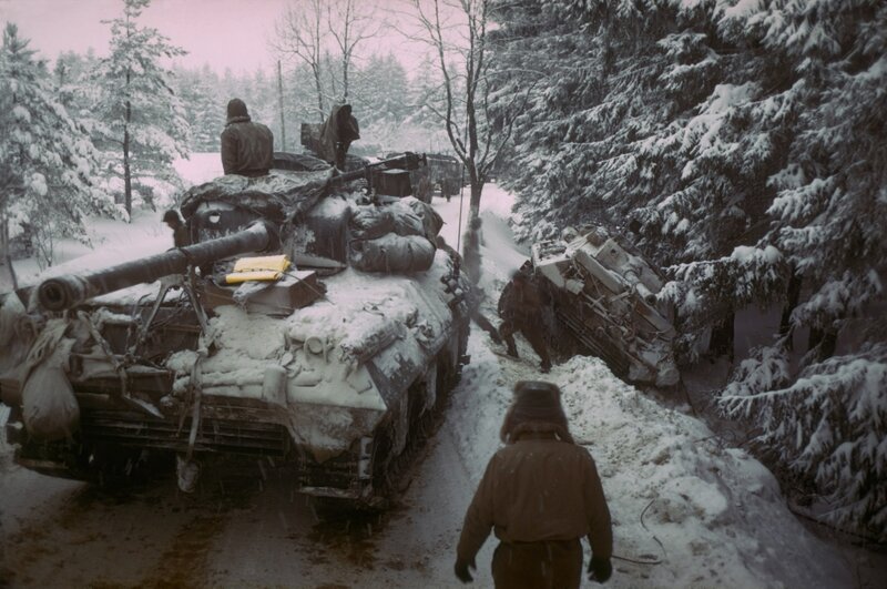Tanks in Snowy Forest — White