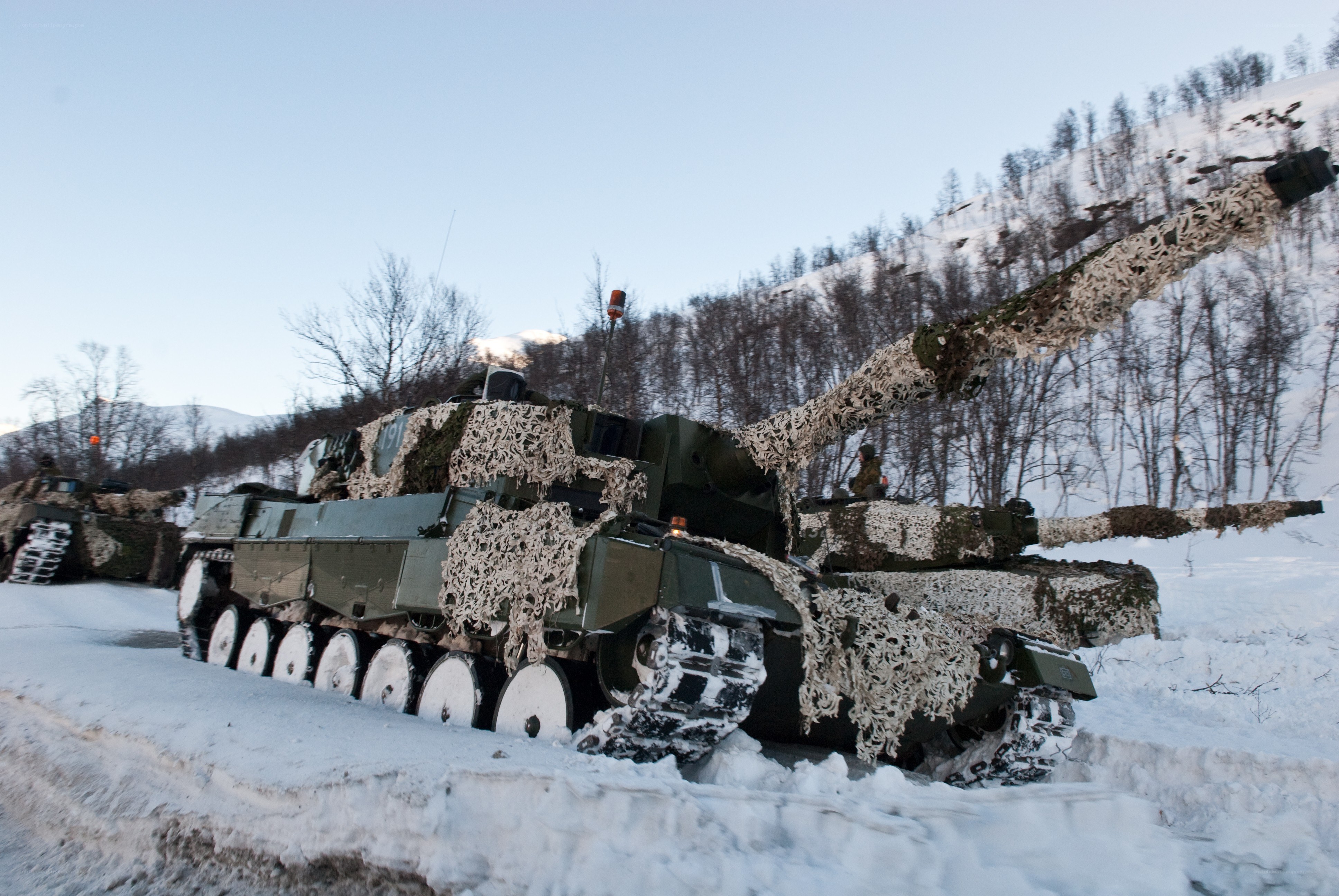 Tanks in snowy terrain