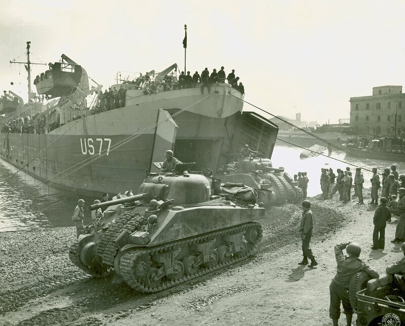 Tanks landing on a beach