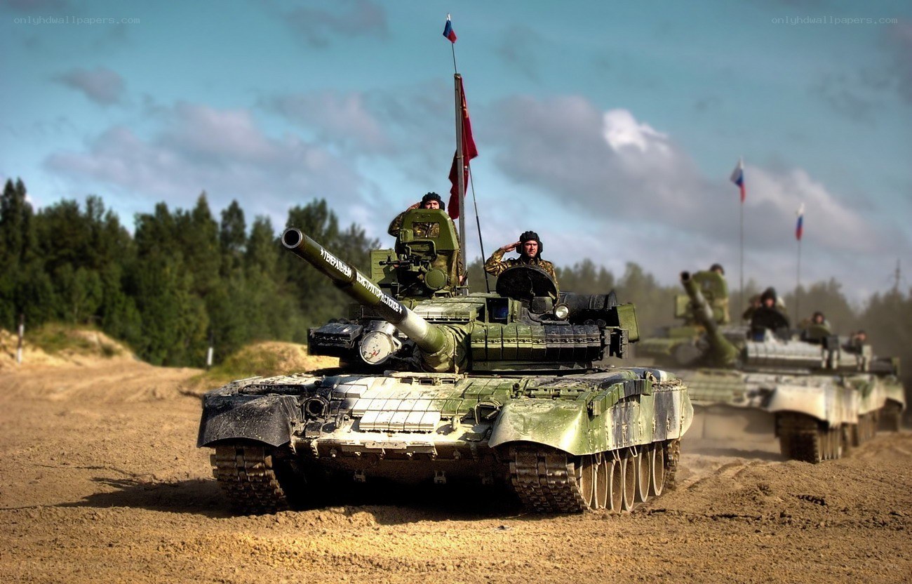 Tanks on a dirt road