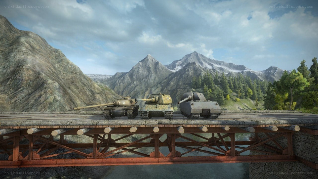 Tanks on a mountain bridge