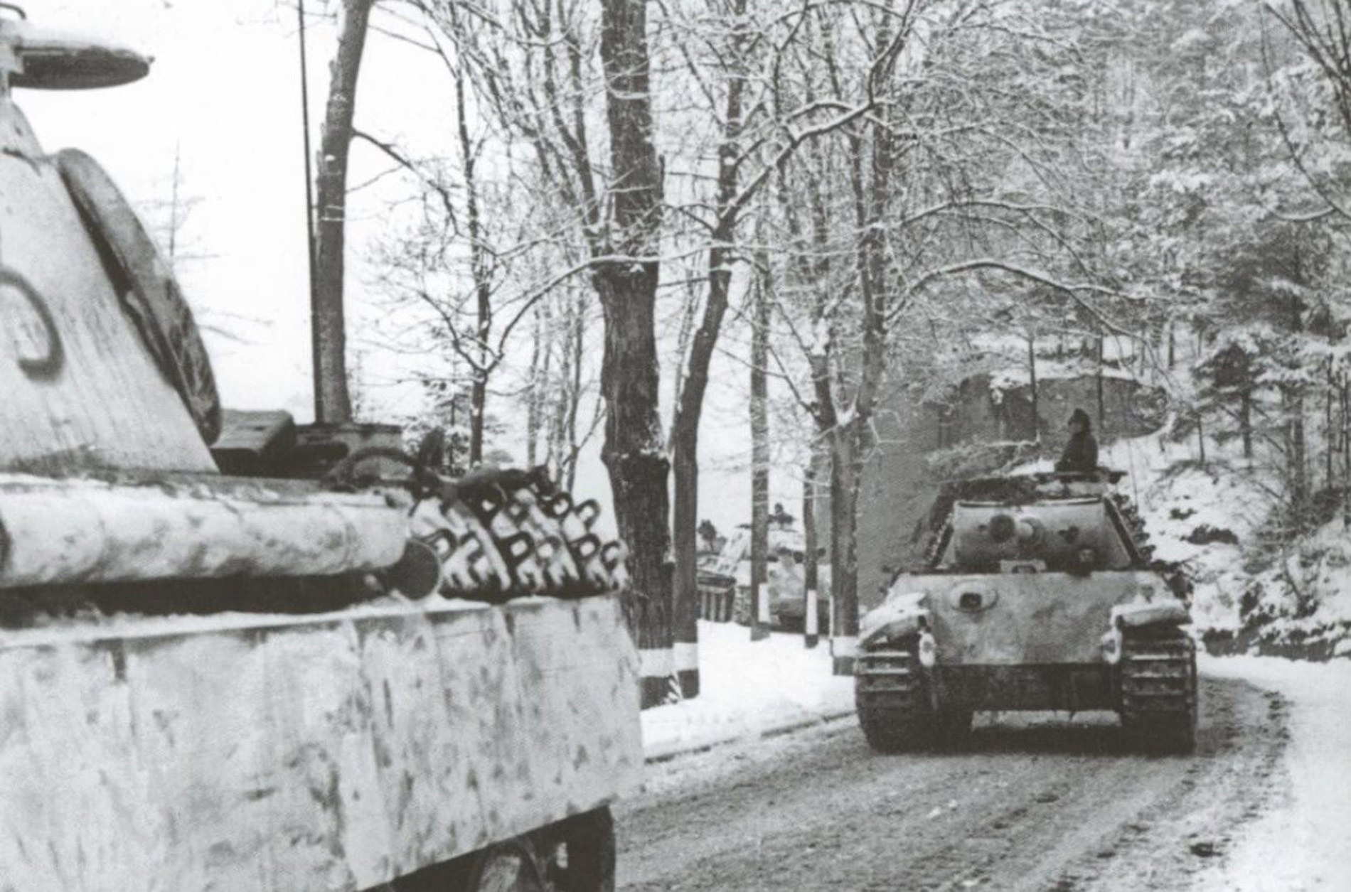 Tanks on a snowy road