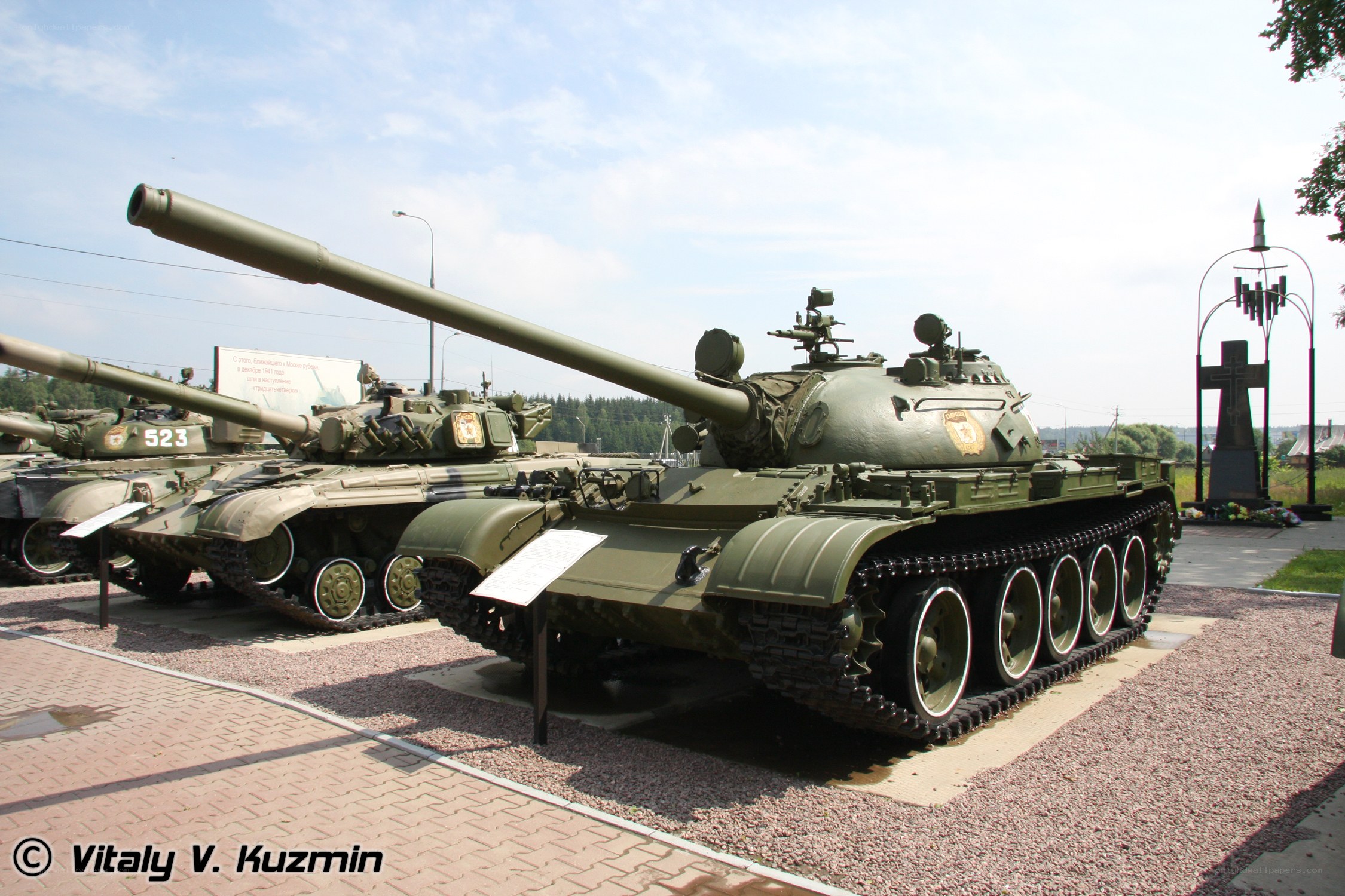 Tanks on display at a memorial