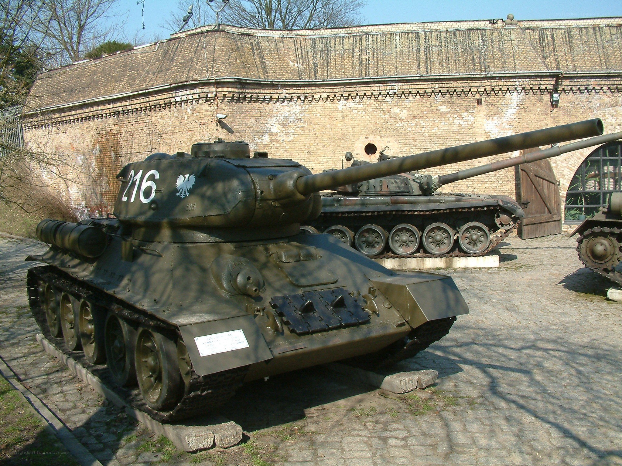Tanks on display at a museum