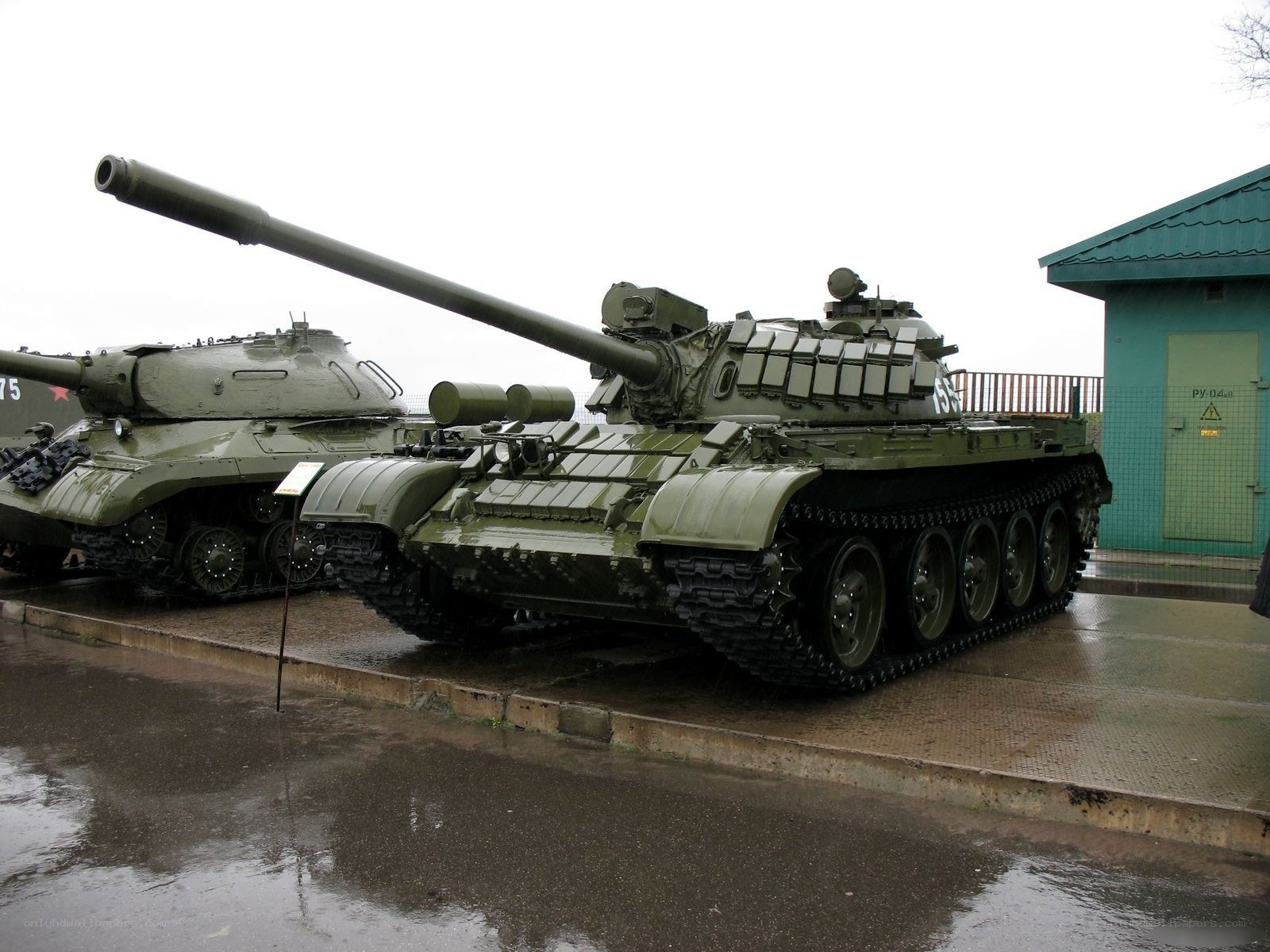 Tanks on display at a museum