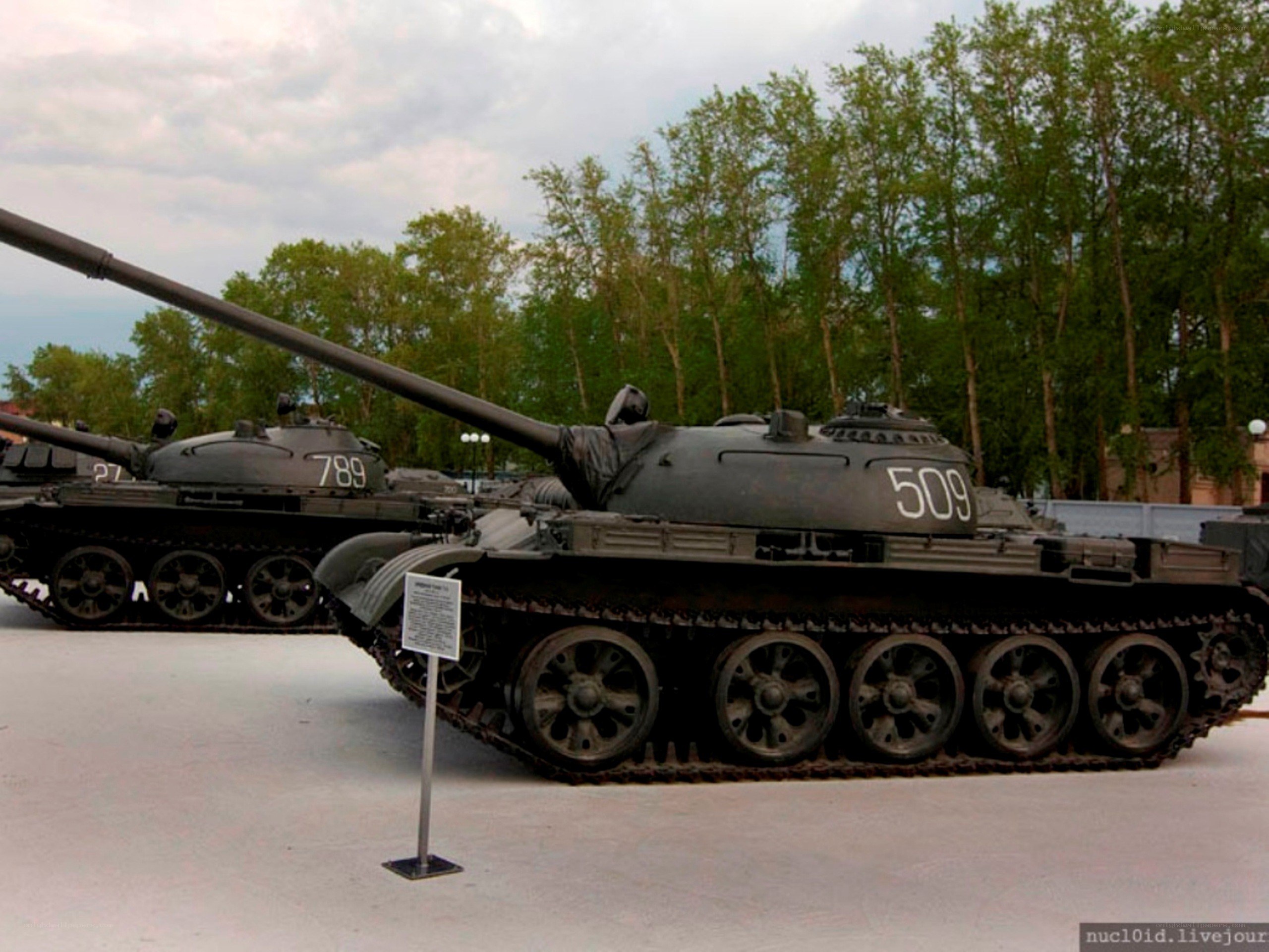 Tanks on display at a museum