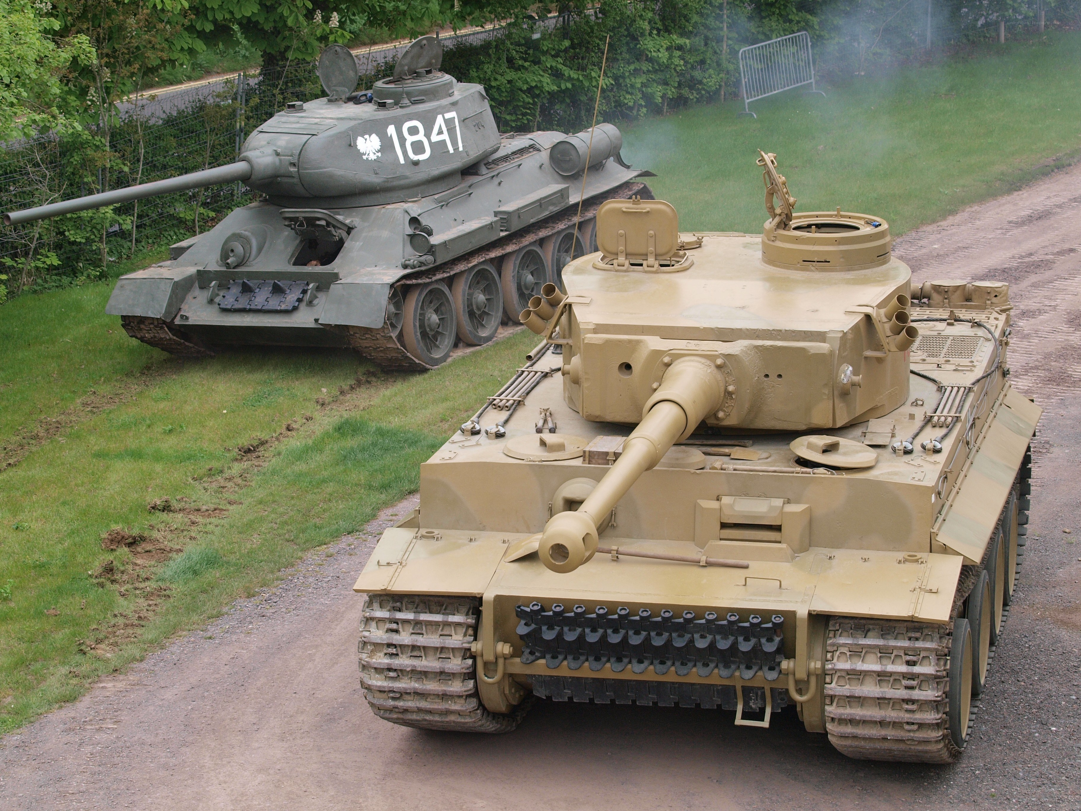 Tanks on display at a museum