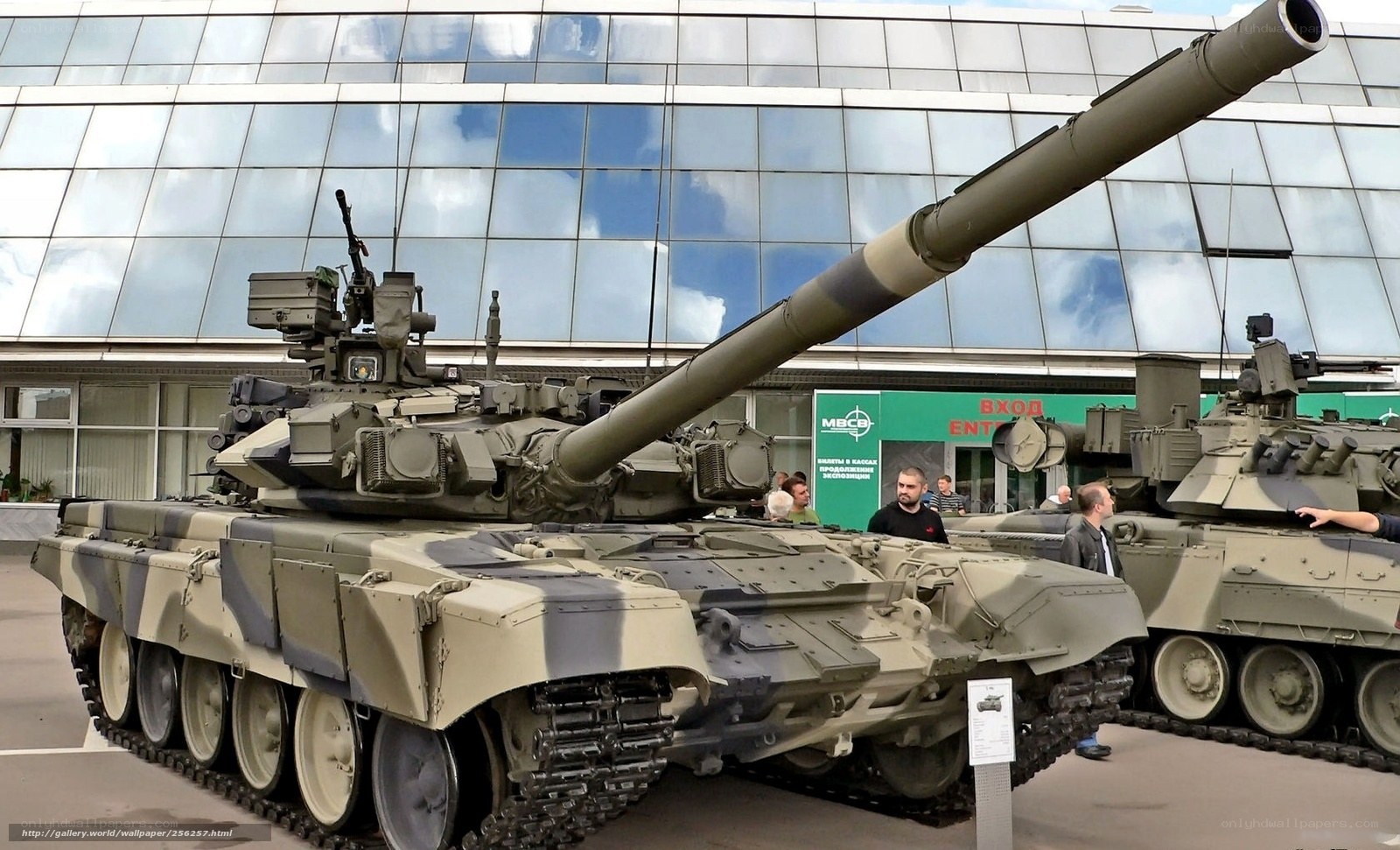 Tanks on display at an exhibition