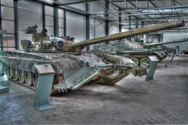 Tanks on display in a museum