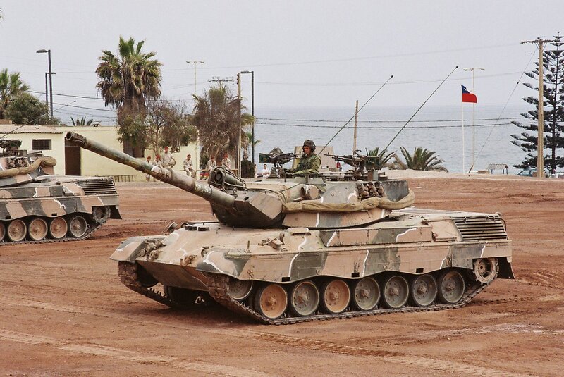 Tanks on display near the coast